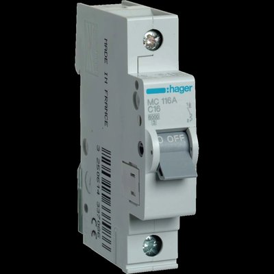 Hager In=16А «C» 6kA MC116A Автоматический выключатель фото