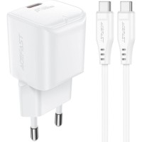 Зарядний пристрій USB-C 30W Gan A77 mini + USB-C cable Fast Charger White Acefast