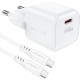 Зарядний пристрій USB-C 30W Gan A77 mini + USB-C cable Fast Charger White Acefast