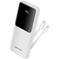 УМБ Vention 10000mAh 22.5W 3A PD,Micro-USB,USB-C,2xUSB-A,Built-in USB-C+Lightning Cables White