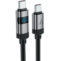 Кабель USB 2.0 USB-C to USB-C, 1.2 м, 60W, 3.0A, digital display Black, C15-03 Acefast