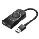 Звукова карта USB AUX jack, TRS(Mic + Ear) SSS1629 Ugreen Чорна CM129