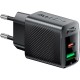 Зарядний пристрій 2xUSB 30W (USB-C+USB-A) Gan A98 Black Acefast