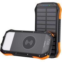 УМБ Choetech Wireless 20000mAh 20W PD,QC3.0 3USB-A,solar panel, Qi-5W Black-Orange