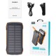 УМБ Choetech Wireless 20000mAh 20W PD,QC3.0 3USB-A,solar panel, Qi-5W Black-Orange