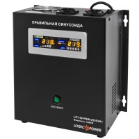 Джерело безперебійного живлення LogicPower LPY-W-PSW-2500VA+(1800Вт)10A/20A, Lin.int., AVR, 2 x євро, USB, LCD, метал