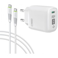 Мережевий зарядний пристрій Intaleo TCGQPD120T (1USBx3A) White (1283126509988) + кабель USB Type С