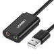 Звукова карта USB AUX jack, TRS(Mic + Ear) ALC4042 Ugreen Чорна US205