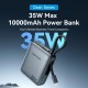 УМБ Vention 10000mAh 35W 3A PD,Fast Charging,2хType-C OUT,with Built-in USB-C Cable,LED Display,Gray