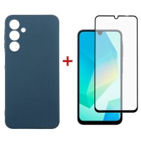 Чохол-накладка Dengos Carbon для Samsung Galaxy A16 5G SM-A166 Blue (DG-KM-122) + захисне скло