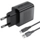 Зарядний пристрій USB-A 20W + Type-C cable A90 Fast Charger Black Acefast