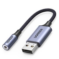 Звукова карта USB AUX jack, TRRS(Mic + Ear) KT0210 25 СМ Ugreen Чорна CM477