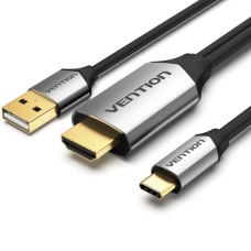 Кабель USB 3.1 Type-C M - HDMI M, 1.5m v.2.0 4K 60Hz USB Power Supply чорний Vention