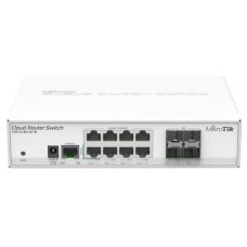 Комутатор Mikrotik CRS112-8G-4S-IN, 8x Gigabit ethernet 4x SFP cages, LCD, 400MHz CPU, 64MB RAM, Metal desktop case, RouterOS L5