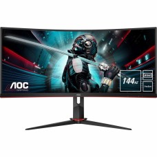 Монітор TFT 34" AOC CU34G2X/BK, 3440x1440, VA, 144Гц, вигнутий, DP, HDMI x 2, USB, Pivot, чорний з червоним