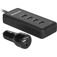 Автозарядка 5xUSB 46W (1 + 4 USB док станція) Defender ACA-02 9.2A