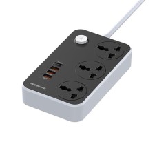 Фільтр живлення ColorWay CW-CHU34PDB 3 розетки, 4 USB (Type-C PD20W + 3USB QC3.0), 2 м, чорний