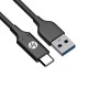 Кабель USB AM-Type-C M, 1.0м, чорний, обплетення, DHC-TC102 HP