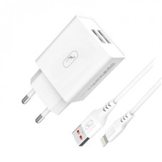 Зарядний пристрій SkyDolphin SC30L (2USB, 2.1A) White (MZP-000112) + кабель Lightning