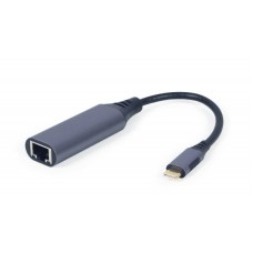 Адаптер Cablexpert USB Type-C - RJ-45 (M/F), 0.15 м, Black (A-USB3C-LAN-01)