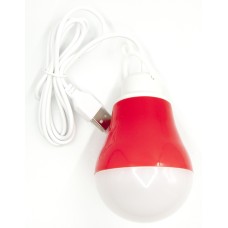 USB-світильник з LED-лампочкою Dengos, шнур ~1м, 5V, 5W, Red (LED-BULB-5V5W-RED)