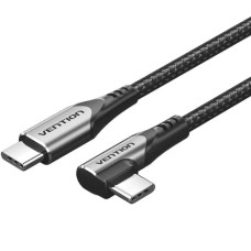 Кабель USB 2.0 Type-C M-M, 0.5 м 60W (20V/3A) кут 90° Gray Aluminum Alloy Vention