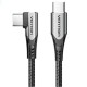 Кабель USB 2.0 Type-C M-M, 0.5 м 60W (20V/3A) кут 90° Gray Aluminum Alloy Vention