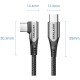 Кабель USB 2.0 Type-C M-M, 0.5 м 60W (20V/3A) кут 90° Gray Aluminum Alloy Vention