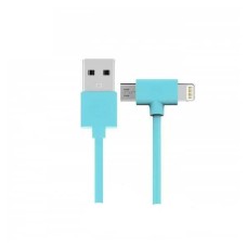 Кабель WK WDC-008 Axe USB - Lightning + micro USB (M/M), 1 м, Blue (6970349287308)