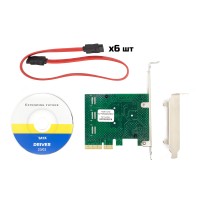 Контролер Frime (ECF-PCIEto6SATAIII001.LP) PCI-Ex4-6xSata III, ASM1062+ASM1092