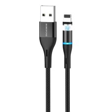 Кабель Borofone BU16 USB - Lightning, 1.2 м, магнітний, Black (BU16LB)