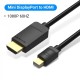 Кабель Vention MiniDisplayPort-HDMI, v1.4, 2 m, Black (HABBH)