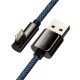 Кабель USB AM-Lightning M, 2 м, 2.4A, 90° Синій, Legend Series Elbow CACS Baseus