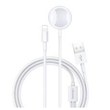 Бездротовий зарядний пристрій Usams US-CC076 2in1 USB Charging Cable for iPhone & Apple Watch White (CC076WH01)