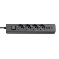 Фільтр живлення ColorWay CW-CHE435PDB 4 розетки, 3USB (2USB-A + 1 TYPE-C) (24W), 2м, Black