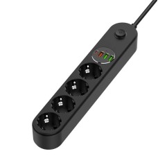 Фільтр живлення ColorWay CW-CHE44PDB 4 розетки, 4USB (Type-C PD20W + 3USB QC3.0) (45W), 2м, Black