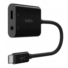 Адаптер Belkin RockStar USB Type-C - 3.5 мм + USB Type-C 60W (M/F+F), 0.12 м, Black (NPA004btBK)