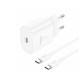 Мережевий зарядний пристрій Foneng EU51 (USB-Сх3A) White (EU51-CH-W) + кабель USB Type C