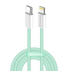 Кабель ColorWay Lightning + USB Type-C (M/M), 3.0 А, 1 м, Green (CW-CBPDCL061-G)