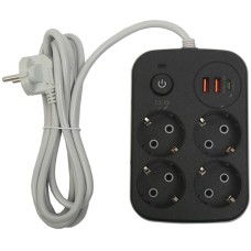 Мережевий фільтр XoKo SP-4-2-1 4 розетки, 3 USB, 2 м Black (XK-SP-4-2-1-BK)