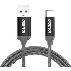 Кабель USB 3.0 AM-Type-C M, 1.0 м, 2.4A, обплетення чорний Choetech