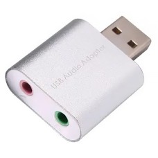 Звукова плата USB, 2 Channel mini, C-Media chip, RTL, срібляста