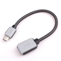 Перехідник USB 3.1 Type-C  -->USB AF (OTG) кабель 0.2м, обплетення, OEM