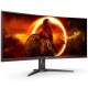 TFT 34" AOC CU34G2XE, WQHD, VA, 144Гц, 1мс, вигнутий, DP, HDMI, колонки, чорний з червоним