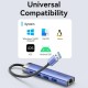 Док-станція USB3.0 --> USB 3.0x3/RJ45/USB-C Hub Blue Aluminum Alloy 5-in-1 Vention