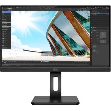 TFT 23.8" AOC 24P2Q, IPS, 75Гц, DP, HDMI, DVI, VGA, USB хаб, HAS, Pivot,  колонки, чорний