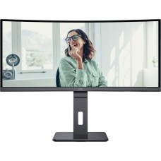 TFT 34" AOC CU34P3CV, WQHD,VA, 100Hz, вигнутий, HDMI, DP, USB-С, RJ-45, USB-hub, HAS, кол, чорний