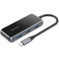 Док-станція USB3.1 Type-C --> HDMI 4K60Hz/USB 3.0х3/RJ45/PD 87W 6-in-1 Mirrored Surface Vention