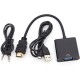 Перехідник HDMI M -> VGA F (з аудіо інтерфейсом), кабель 20см. OEM