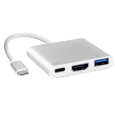 Док-станція USB3.1 Type-C --> HDMI/USB3.0/Type-C (F), кабель 0.1м, OEM